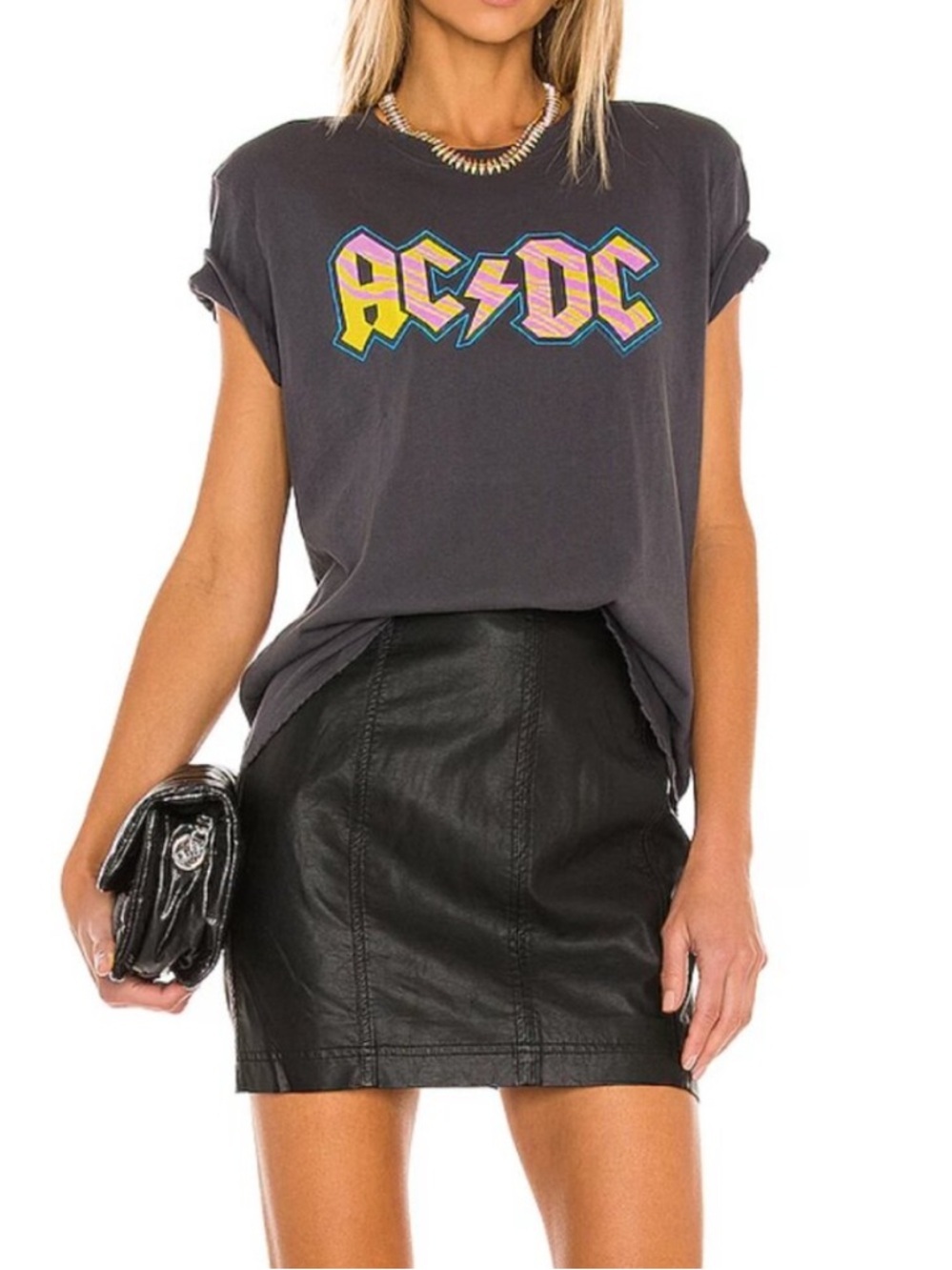🌻Free People Black Faux Leather Mini Skirt Size 26” Waist